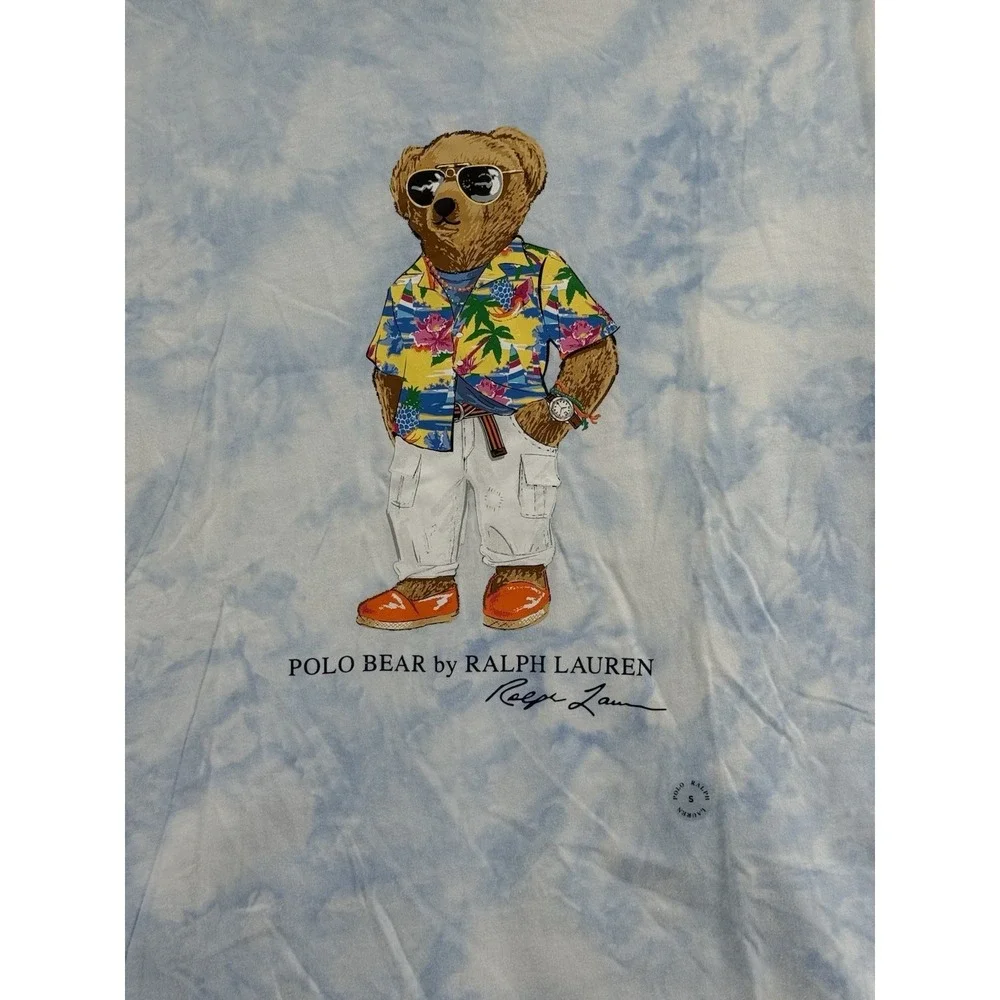 Polo Ralph Lauren Classic Fit Cloud Wash Beach‎ Tie Dye Bear Short Sleeve Tee S
